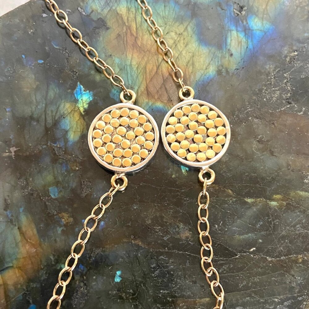 Anna Beck 18K Gold Plated Sterling Silver 925 Long Disc Station Necklace 36" - Picture 15 of 16